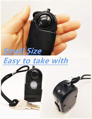 Miniatura 7 de Mini alarma portátil con detector de movimiento + sirena de perforación de oreja de 120 dB + luz LED SOS, dispositivo de seguridad de habitación de