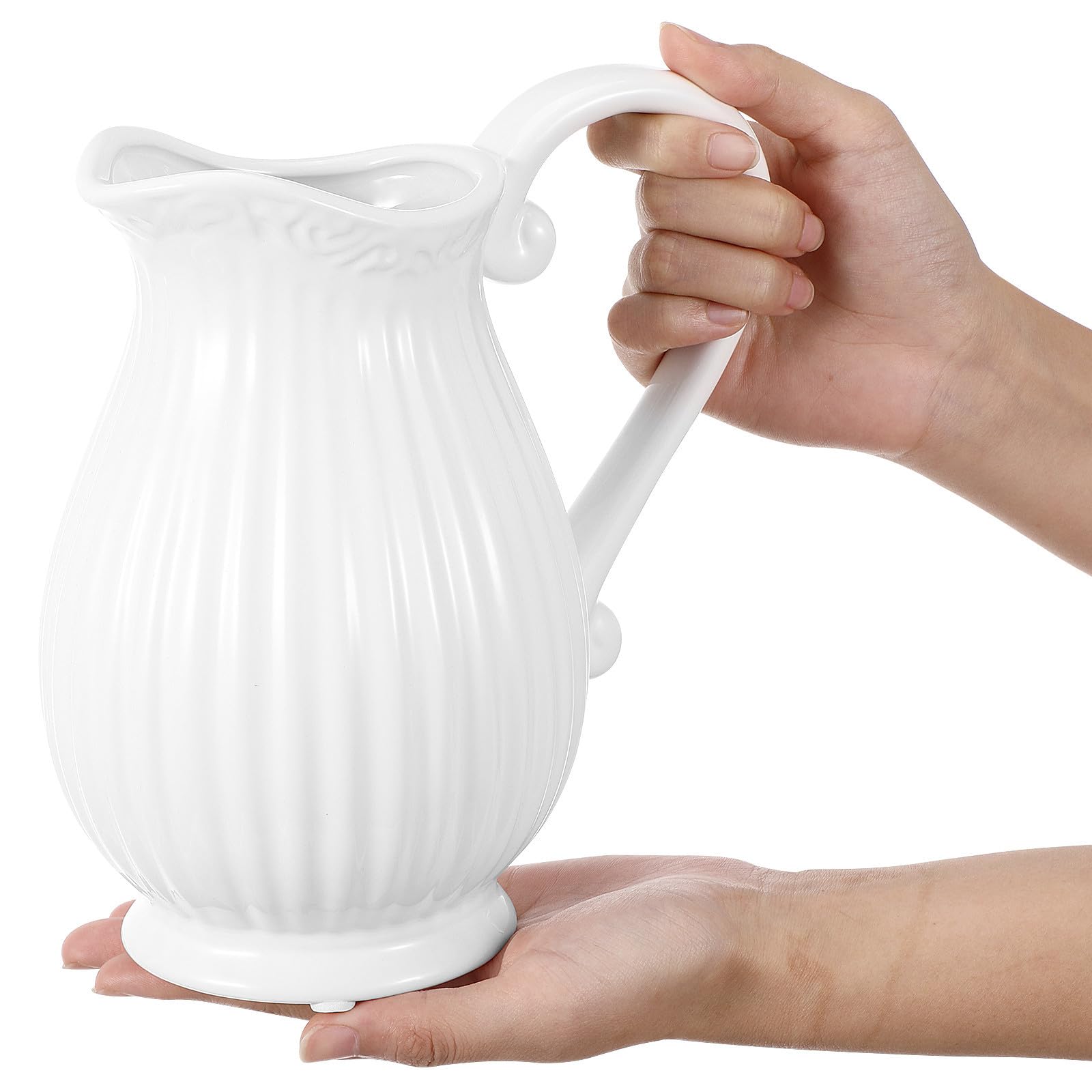 Adorno de Escritorio con jarrón de Porcelana Blanco en Forma de Jarra, decoración para arreglos y Flores secas, Ideal para Sala y Oficina, diseño Compacto, 1 Unidad