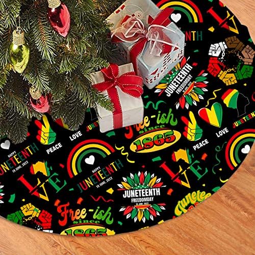 Juneteenth Decoration,Happy Juneteenth Tree Skirt Ornaments 36in,Juneteenth Decor for Holiday Party, American Juneteenth Xmas Tree Skirt