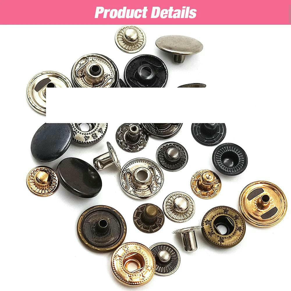 Kit de botones a presión de metal con alicates de instalación de broches para prendas de vestir, bolsos, zapatos, artículos de cuero, D03