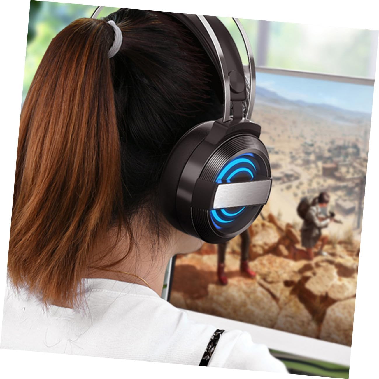 Uonlytech Noise Reduction Gaming Headset with Microphone Wired Stereo Headphones for Gaming Video Chat and Music Comfortable Over-Ear Design for Extended Use