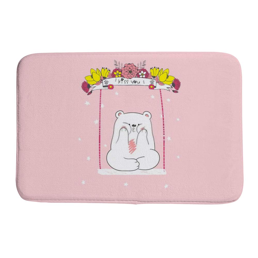 Paillasson velours corail antidérapant tapis entrée ours 36x24