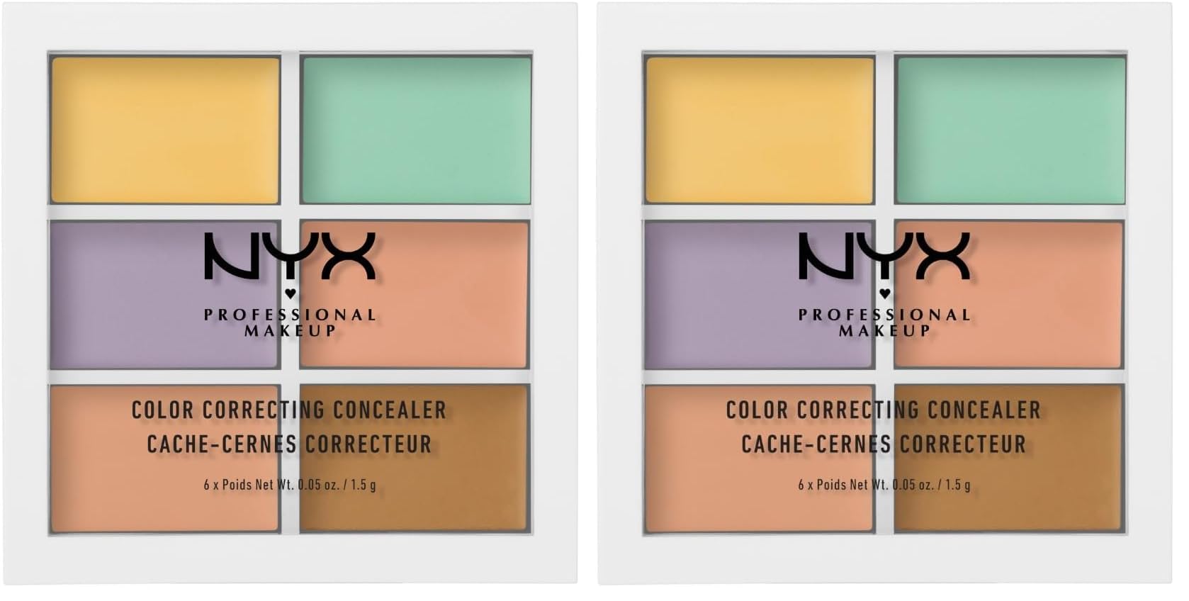 NYX Professional Makeup Color Correcting Palette, Concealer Makeup Palette, 6 cremige mischbare Farbtöne (Packung mit 2)