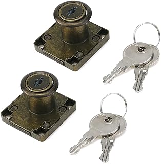 Pastlla 2 Sets Cabinet Door Lock, Letter Box Desktop Door Metal Lock Drawer Cabinet Mortise Locks Mount Lock for Home Office Wooden Cabinets with Screws (Bronze)