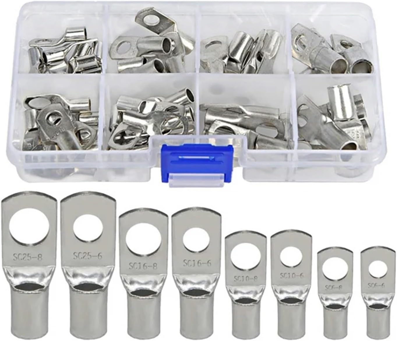 60pcs SC Copper Lug Terminal Ring with HX-50B Battery Cable Lug Crimping Pliers for SC Electrical Wire Connector Terminals VUQLDHAYZ