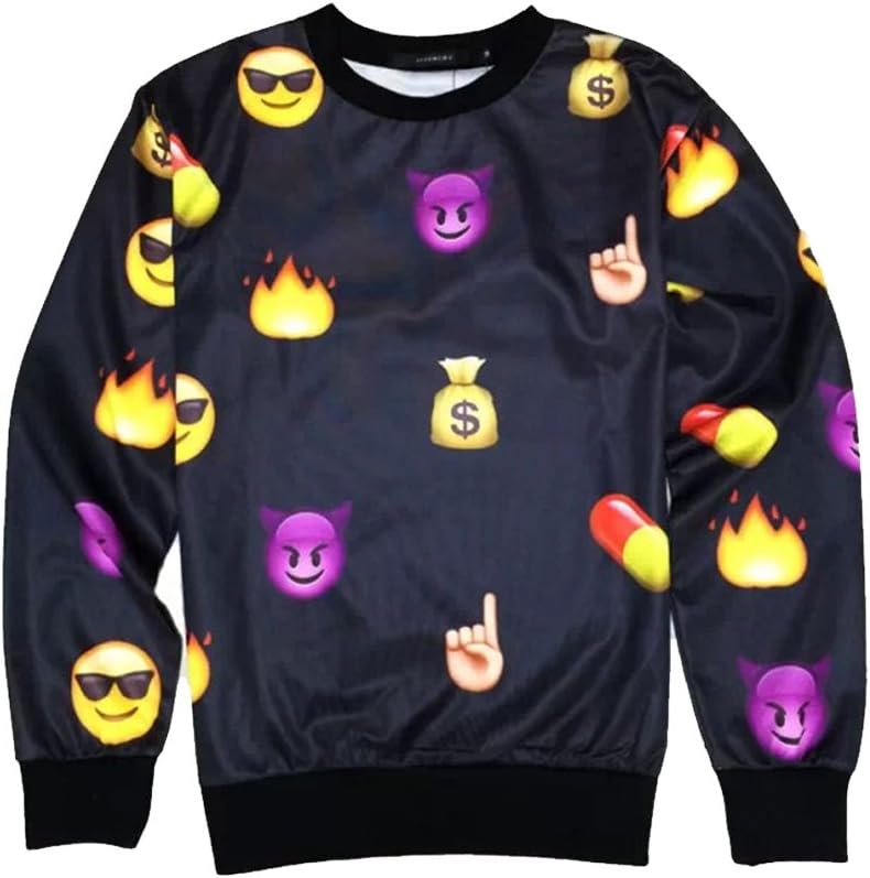 SUNY Boy Emoji Black Sweater Women/Men Sweatshirt Hoodies Unisex T Shirt (S)