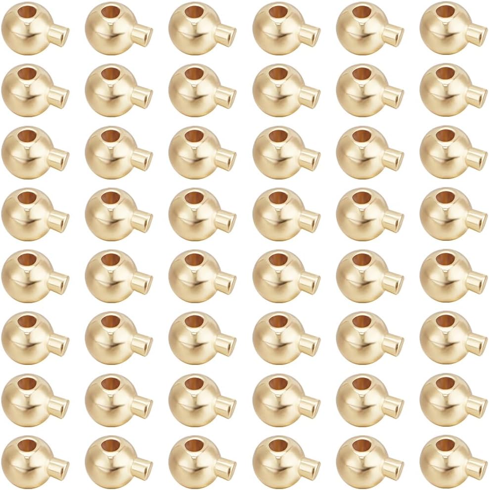 Beebeecraft 100Pcs 4 Styles Crimp Bead Stopper 14K Gold & 925 Sterling Silver Plated Cord End Crimp Beads for Jewelry Making Supplies