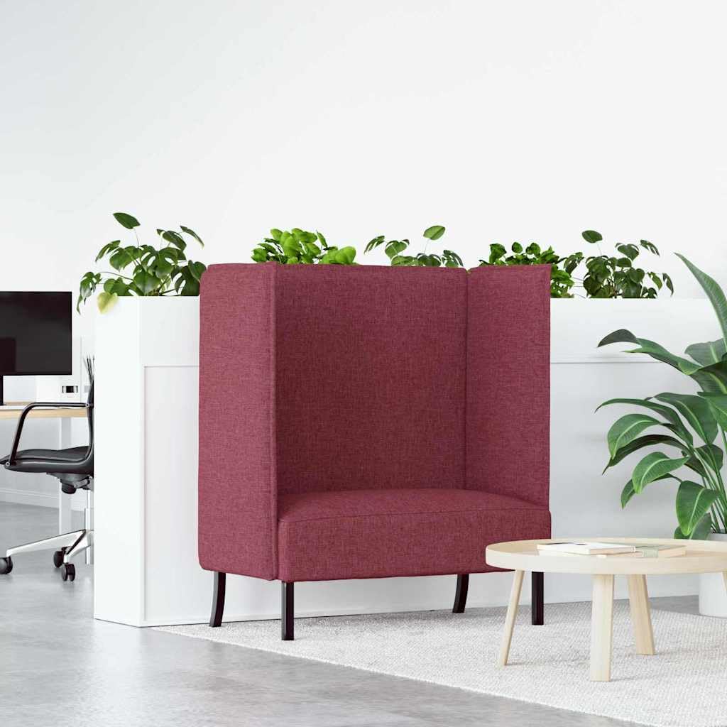 Hochlehns Sofa 2-Sitzer, Weinrot Akustiksofa mit Hoher Rückenlehne, Kompaktes Lounge Sofa für Büro, Lobby & Co-Working, Stoffbezug, 109x56x121cm
