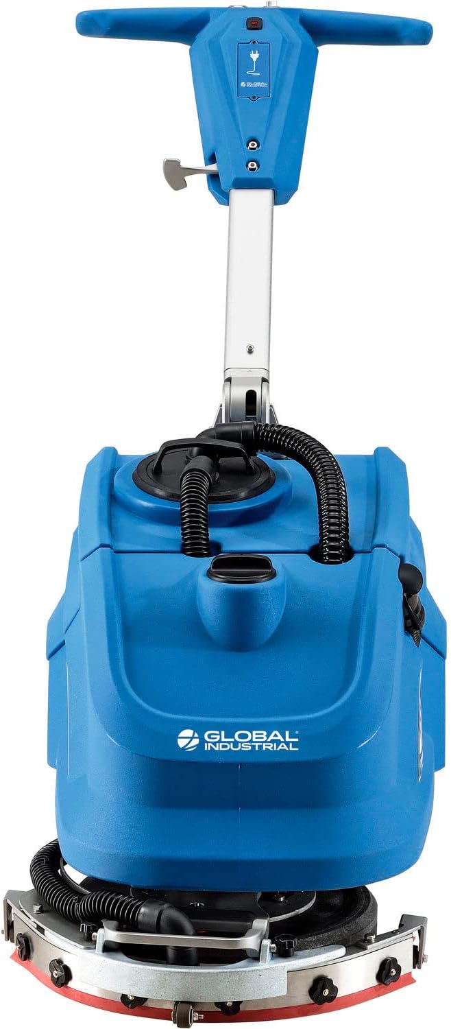 Global Industrial Commercial Electric Walk-Behind Auto Floor Scrubber, 13" Cleaning Path, 75'L Power Cord, Foldable Handle, For Industrial and Commercial Use