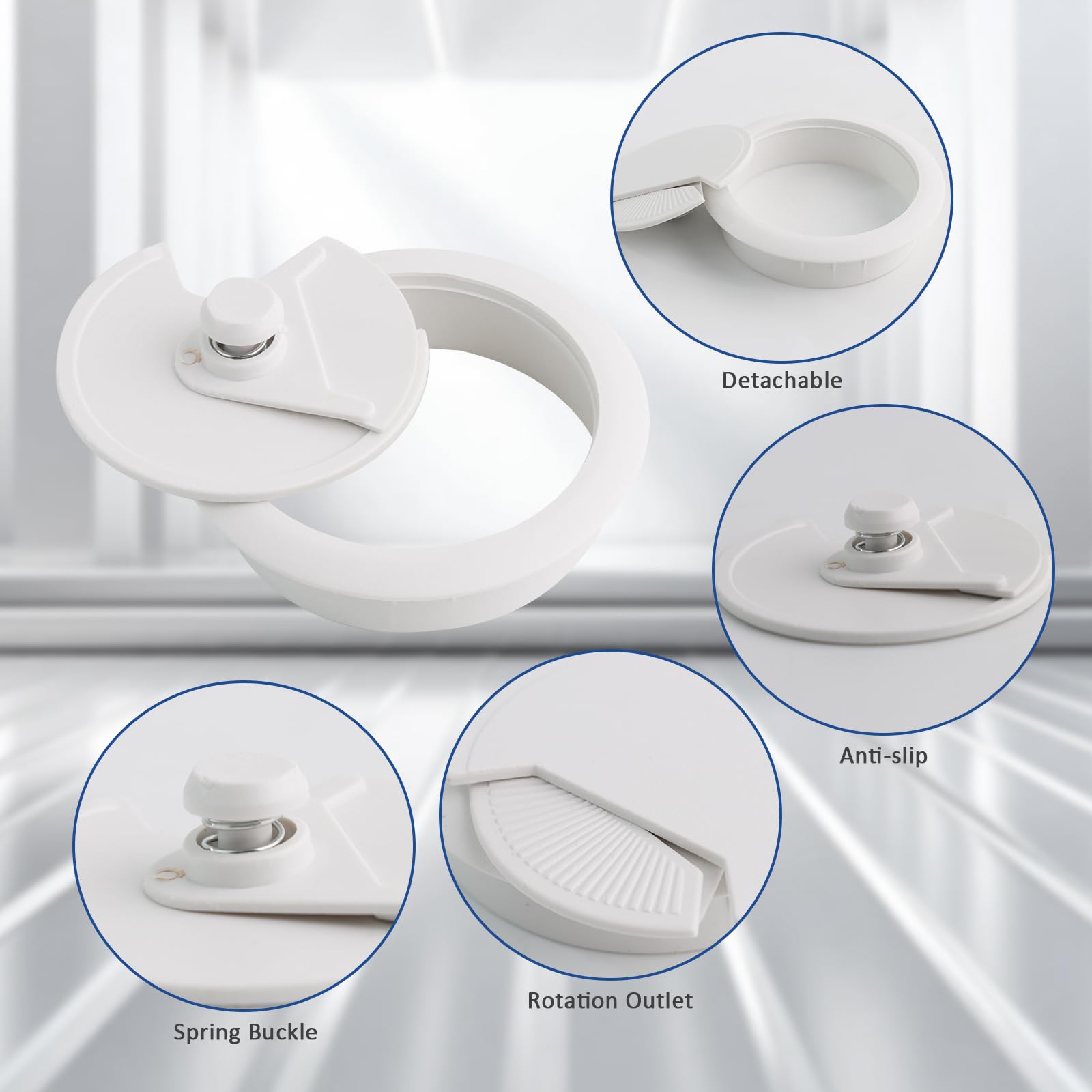 Cable Grommet Desk Diameter 60 mm, Desk Grommet, Pack of 8 White Plastic with a Red Bi-Metal Hole Saw - Image 4
