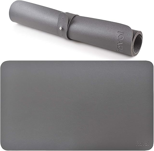 Ravol Leather Mouse Mat, PU Mouse Pad for Office and Home (Gray, 60x35cm)