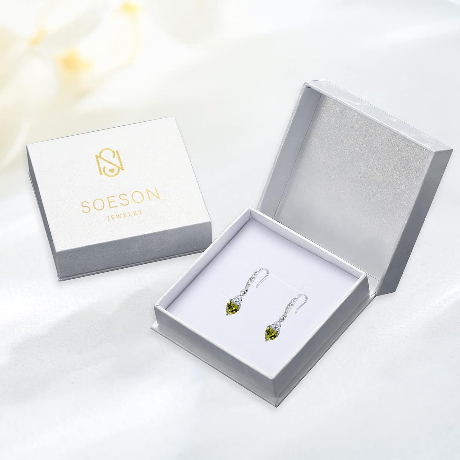 Birthstone Earrings Sterling Silver Cz Drop with Heart Birthstone Dangle Birthstone Jewelry Gifts for Women Girls Halloween Christmas Hypoallergenic