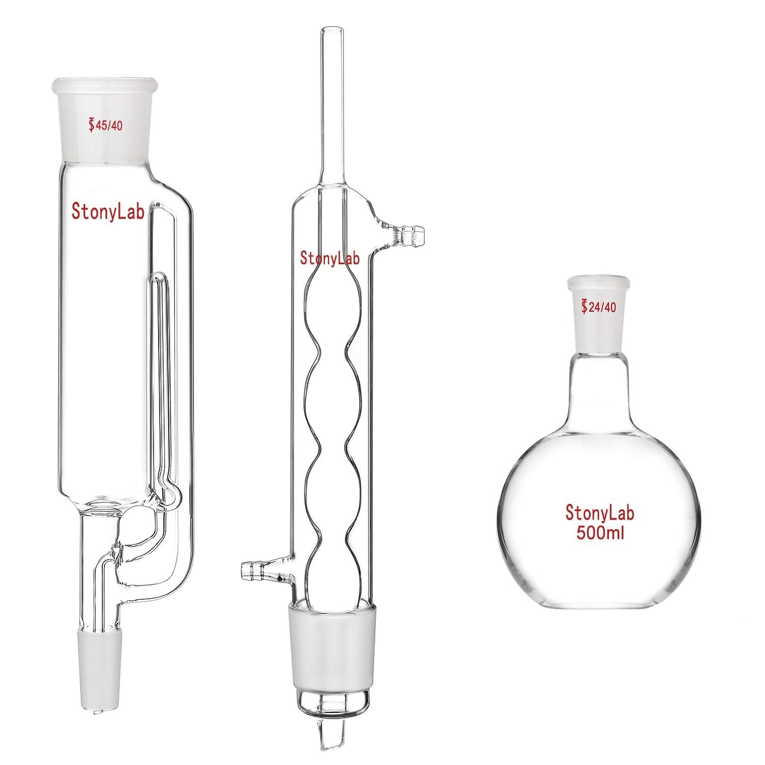 Estrattore Soxhlet a Sfera con condensatore, estrattore e pallone in vetro da 500 ml