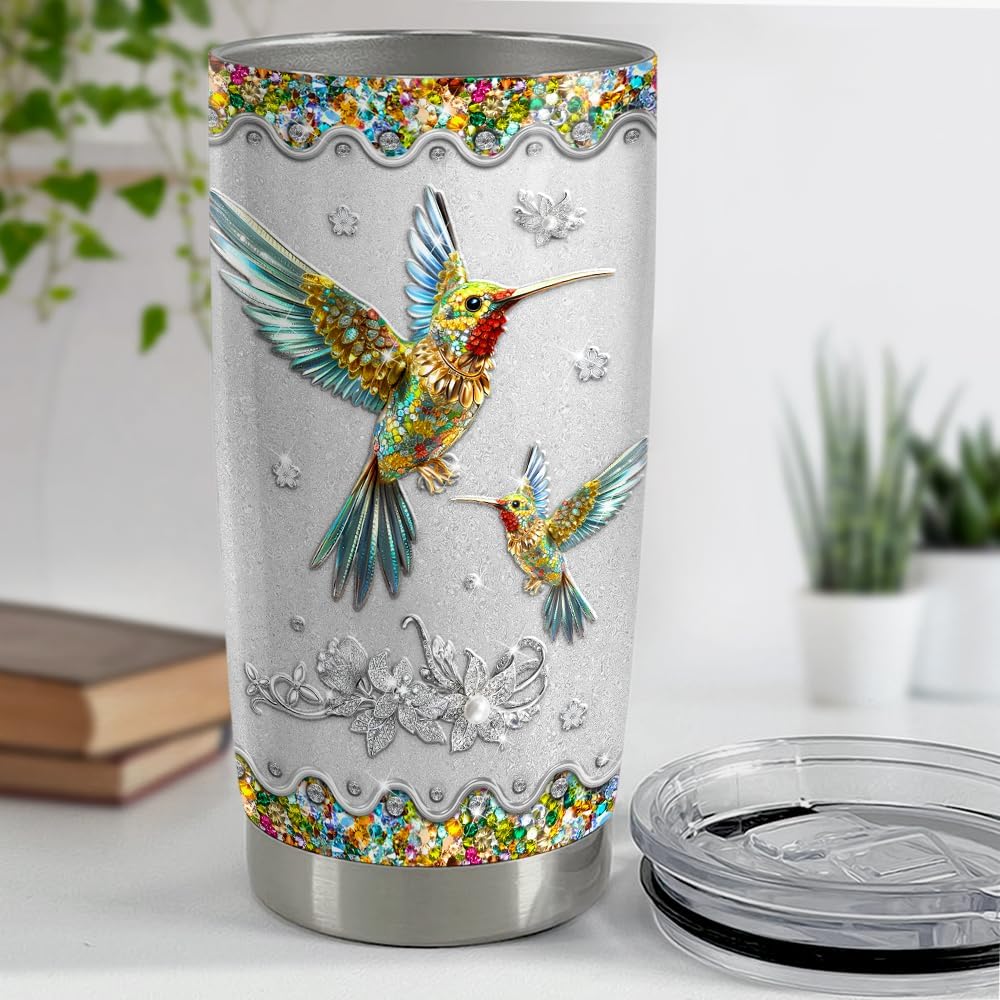 SANDJEST Hummingbird Gifts for Women Hummingbirds Tumbler 20oz Jewelry Drawings Stainless Steel Insulated Tumblers Coffee Travel Mug Cup Gift for Birthday Christmas - Image 4