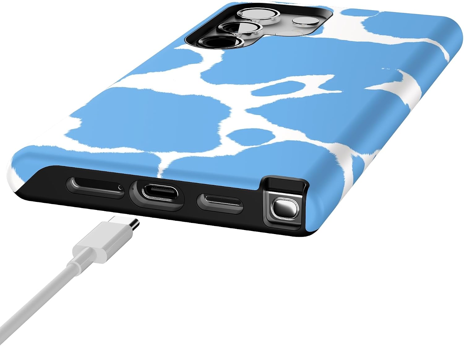 Casely Galaxy S24 Ultra Case | Current Mood | Light Blue Cow Print | Essential Slim Dual-Layer Protective Design