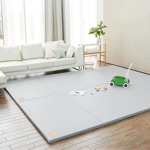 Alfombra de juego plegable de lujo para bebé, perfecta para gatear, tiempo boca abajo y reducción de ruido (grande 94.5 x 55 pulgadas, piedra)
