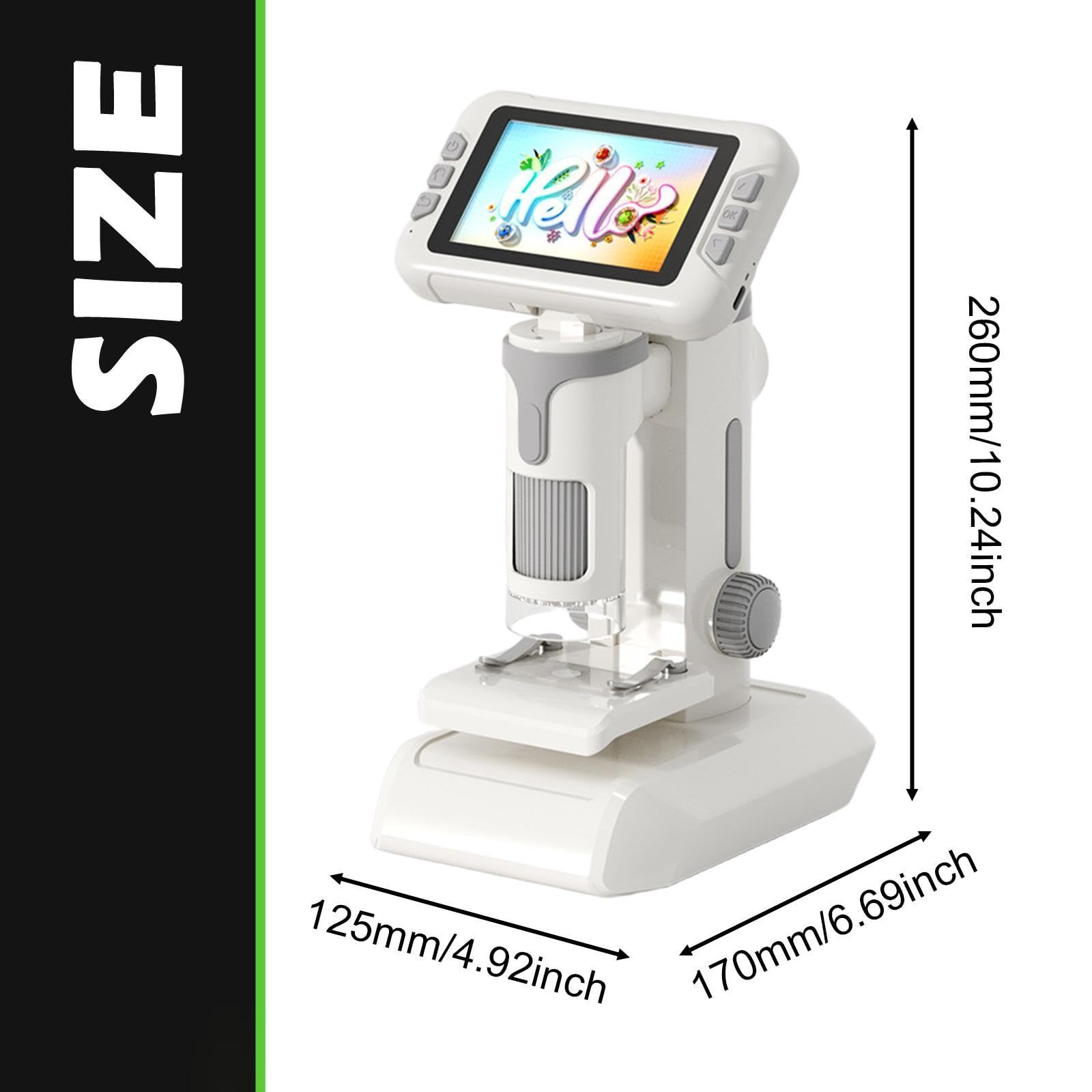 Microscopio Didattico per Bambini con Ingrandimento da 100x a 1600x. Giocattolo Scientifico per Bambini. Ideale per Studenti E Come Regalo di Complean, Grigio