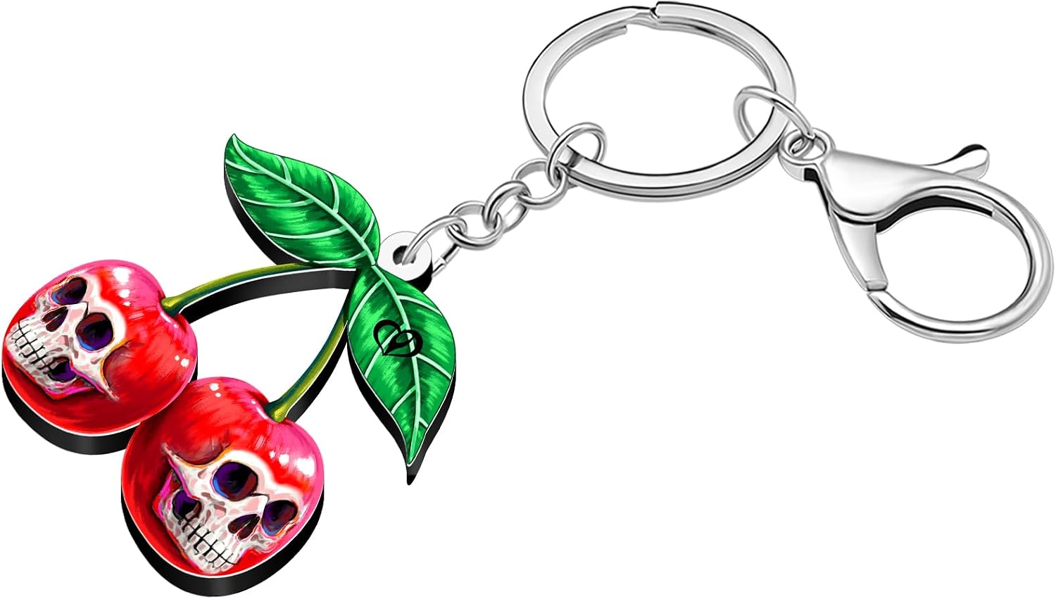 WEVENI Acrylic Spooky Fruit Keychain Cherry Apple Pineapple Skull Key Chain Halloween Bag Accessories Gifts for Women Girls image 2