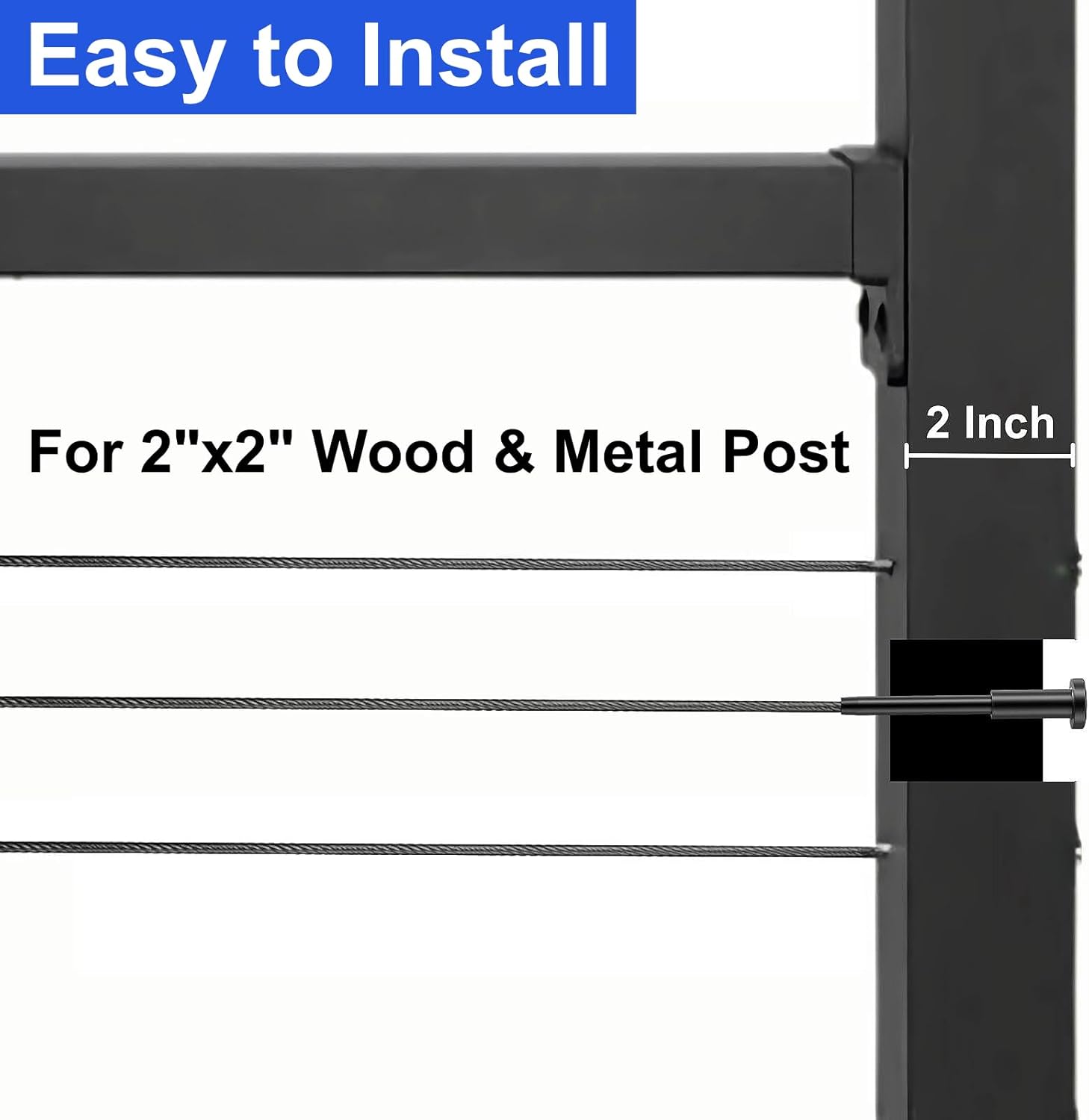 10 Pack 1/8" Black Stainless Steel Invisible Receiver and Swage Stud End for Cable Railing, Deck Stair Threaded End Fitting for Wood & Metal Post, Black Cable Railing Hardware