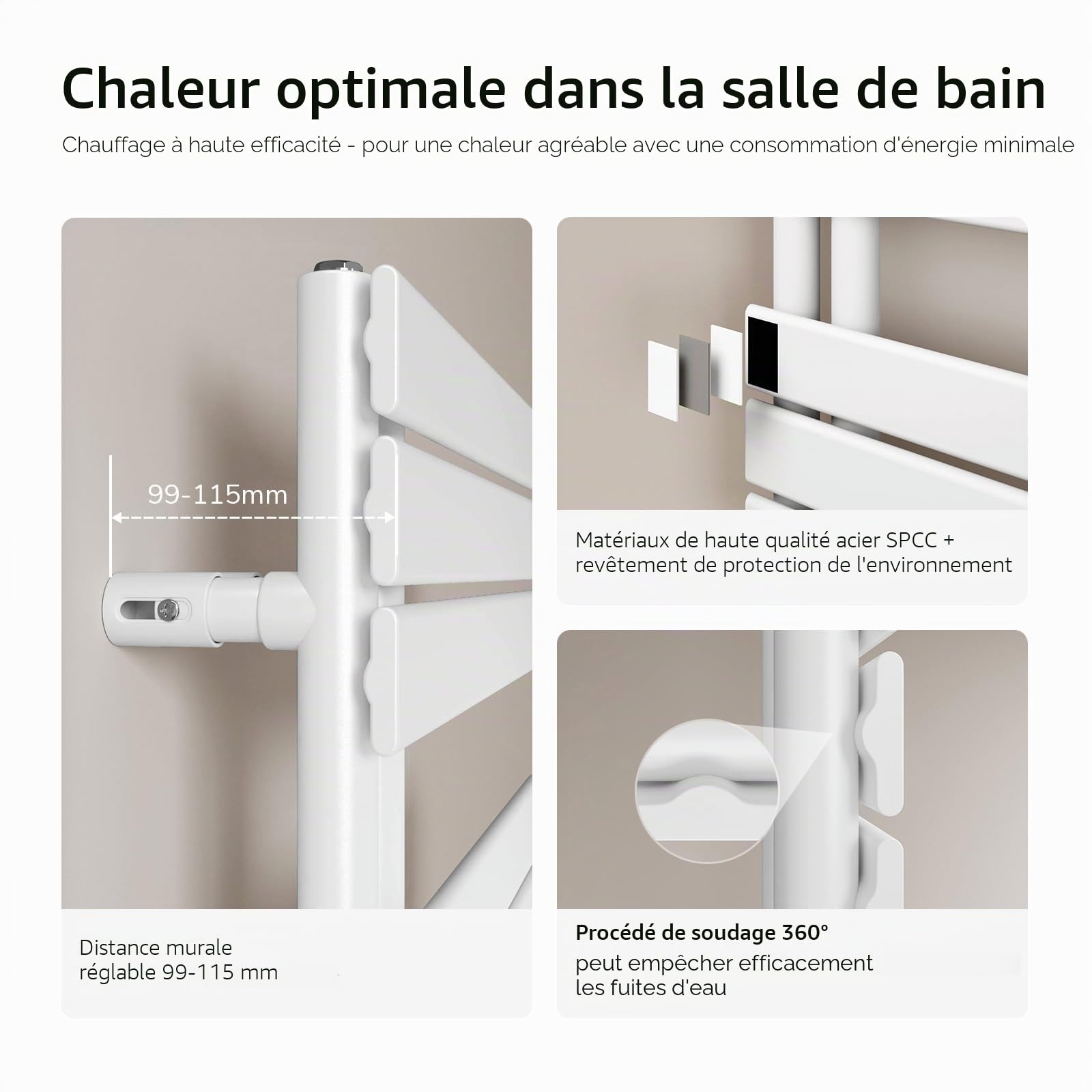 EMKE SFTR-ADR radiateur sèche-serviettes, blanc, 1041x600 mm