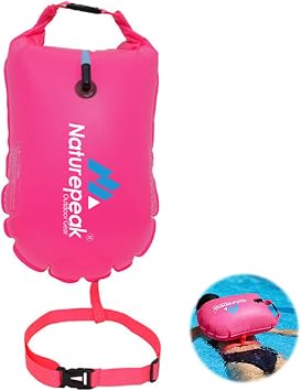 Falafoty Swim Buoy Outdoor Swim Float, 48 * 31cm Inflatable Swim Buoy High Visible Tow Air Float Suit for Open Water Swimming Sport Snorkeling Kayaker Triathletes Racing Training Accessories
