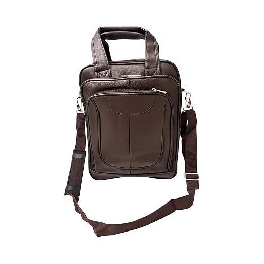 Mochila Executiva Masculina de Couro, Transversal Tiracolo para Notebook, Reforçada para Trabalho e Viagem, Marrom