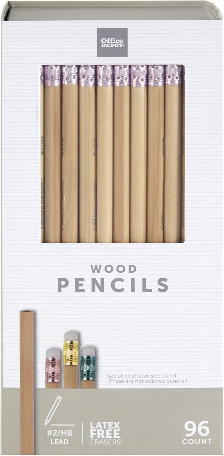 Office Depot® Brand Natural Wood Pencils, #2 Medium Soft Lead, Pack Of 96