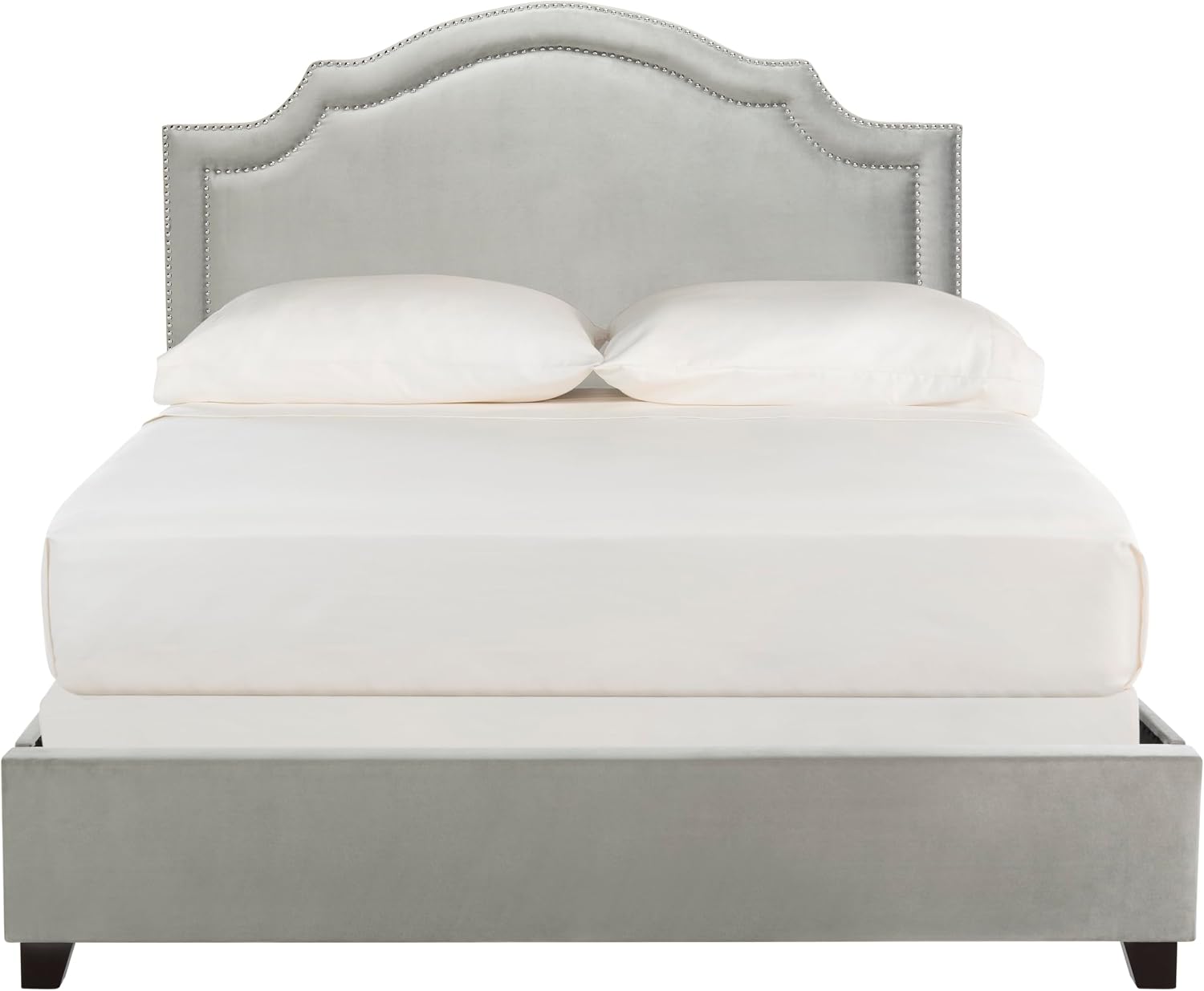 Safavieh Home Collection Theron Pewter Velvet Nickel Nailhead Trim Full Bed
