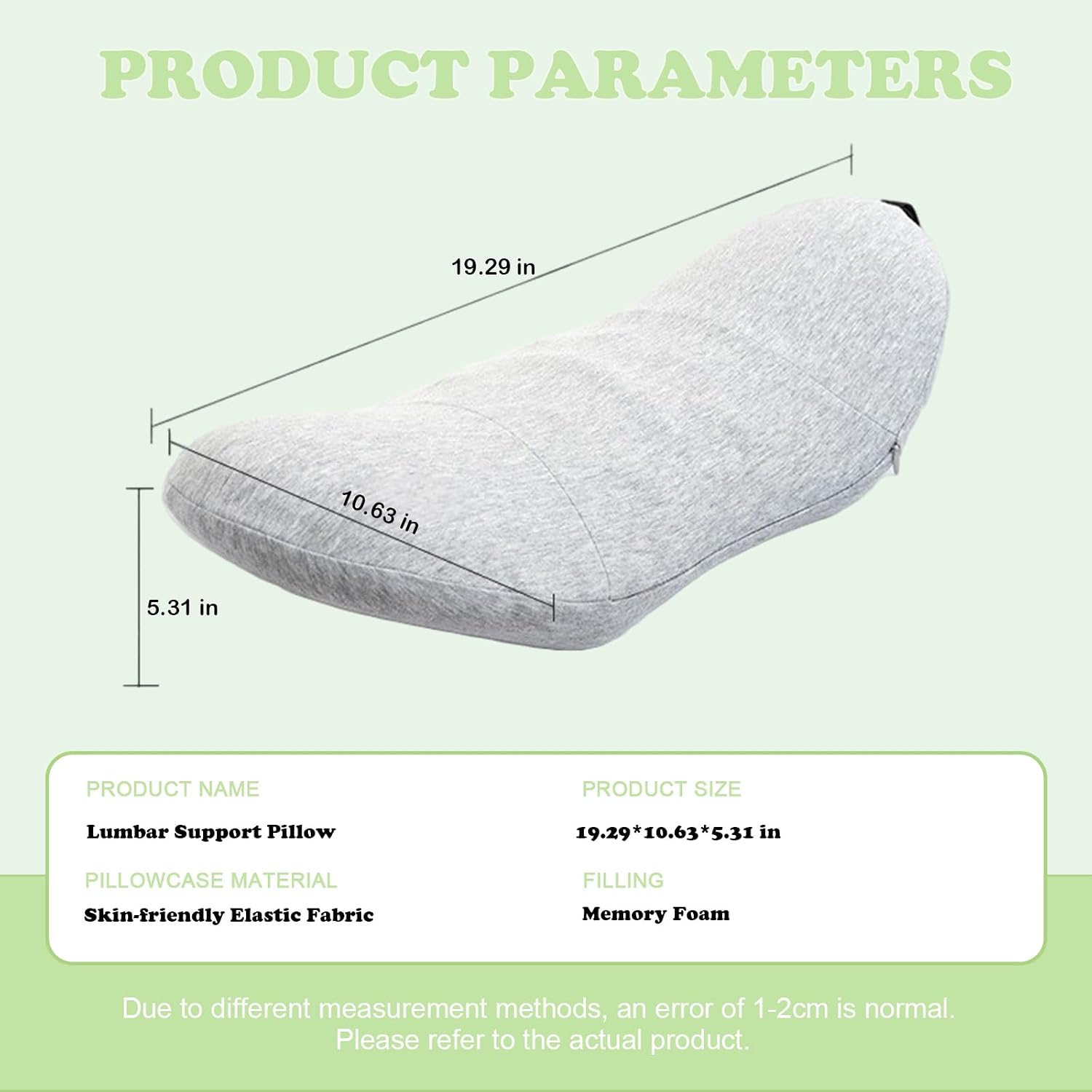 Lumbar Support Pillow for Sleeping, Memory Foam Waist Pain Relief Pillows, Bed Rest Pillow for Office Chair, Bed, Car, Recliner (Comes with a Storage Bag) Dark Gray