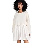 Free People Women's Eleanor Sweatshirt Dress, Grey Combo, M