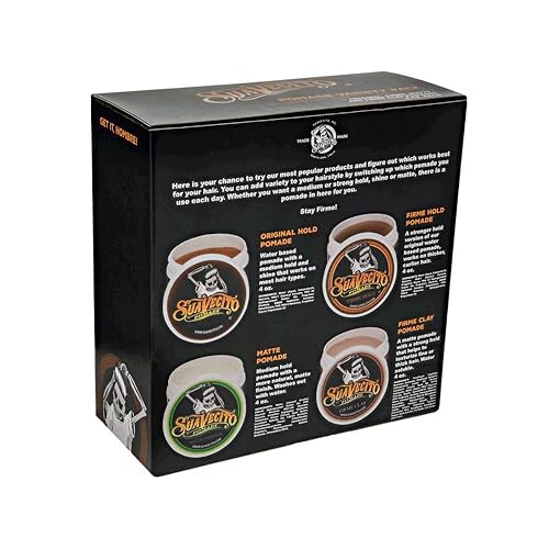 Miniatura 2 de Suavecito Pomada Variedad 4 Pack (OG, Firme (Fuerte), Mate, Pomadas de arcilla) Fijación durante todo el día para todos los estilos de cabello