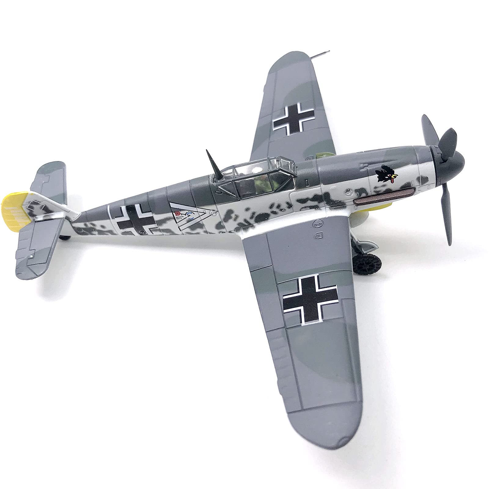 Perfeclan 1/72 Kampfflugzeugmodell BF109F-4, Flugzeugmodell Miniatur Legierungsflugzeugmodell, Wohnkultur-Kollektion, Flugzeugmodell mit Standfuß geeignet für Bücherregal, Wohnzimmer, Café, Geschenk