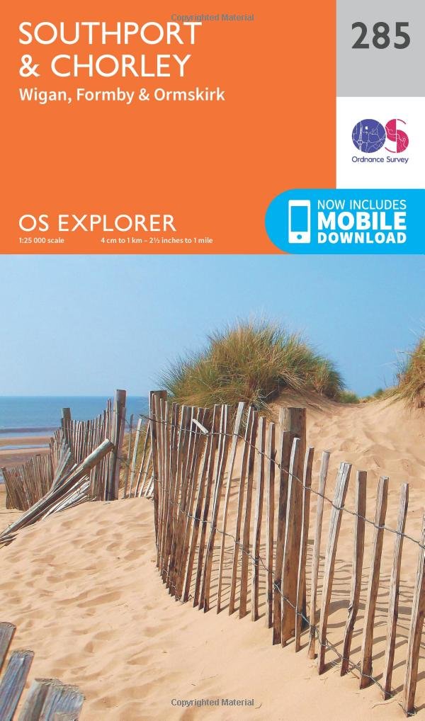 Ordnance Survey Explorer 285 Southport & Chorley Map With Digital Version Orange