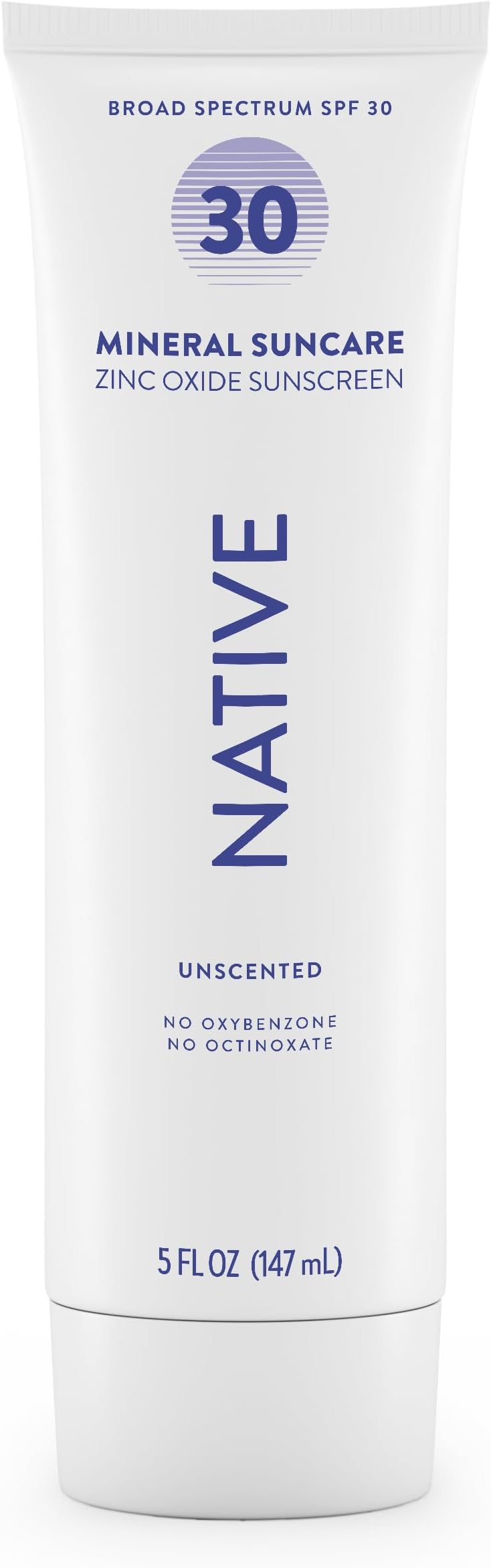 Native Sunscreen SPF 30, Zinc Oxide Dermatologist Tested Suitable for Sensitive Skin & Hawaii Compliant, 5 Ounces | Unscented Sun Protection Lotion, Lightweight & Smooth