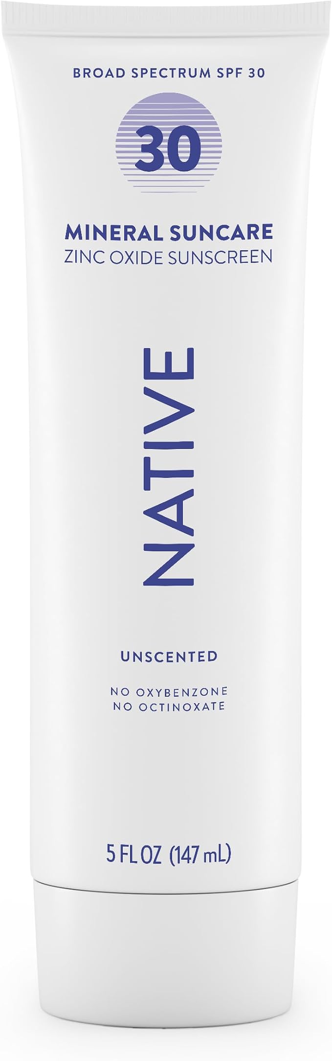 Native Sunscreen SPF 30, Zinc Oxide Dermatologist Tested Suitable for Sensitive Skin & Hawaii Compliant, 5 Ounces | Unscented Sun Protection Lotion, Lightweight & Smooth