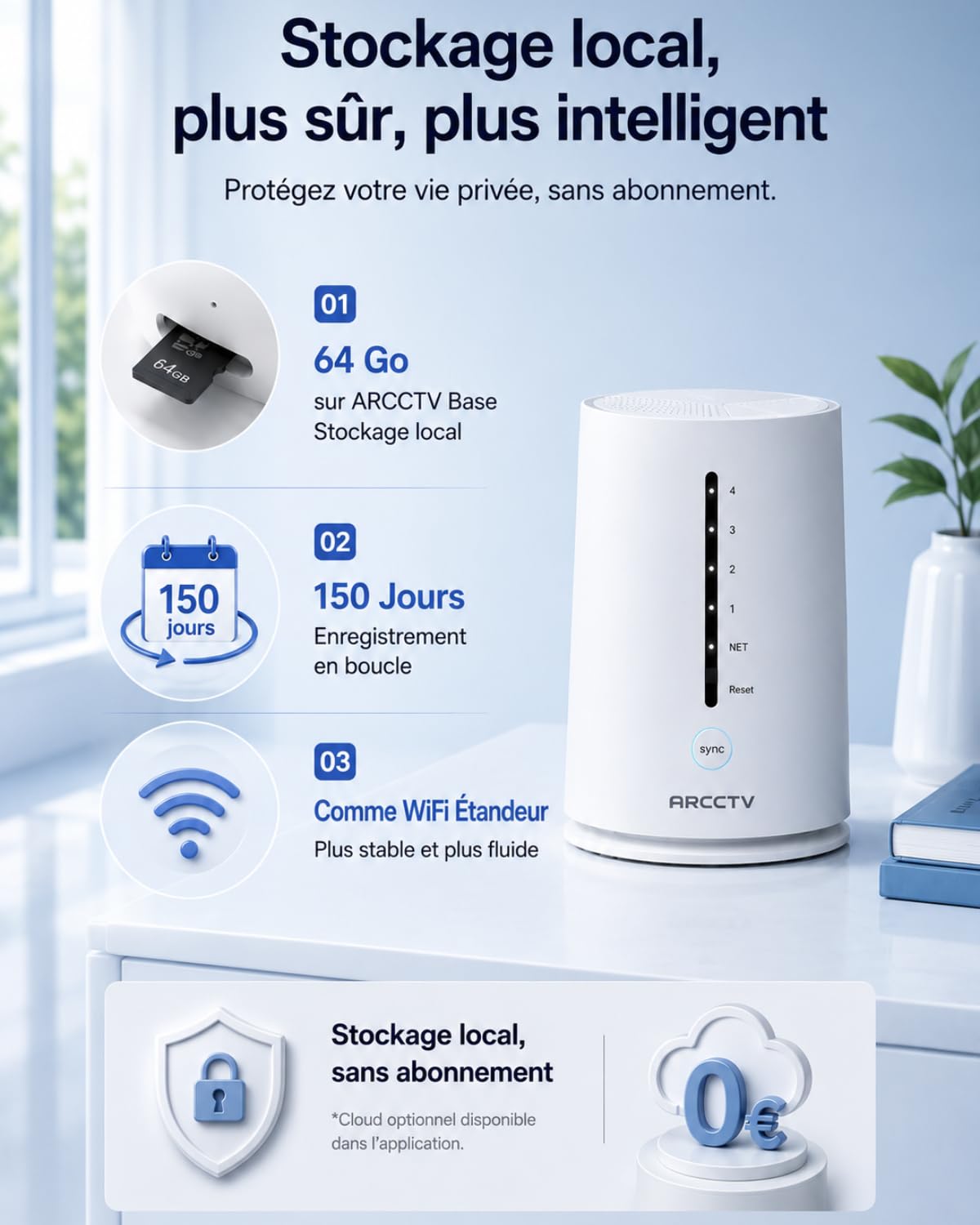 ARCCTV Camera Surveillance Extérieure Solaire, 2,4G/5G WiFi Caméra, Kit C3