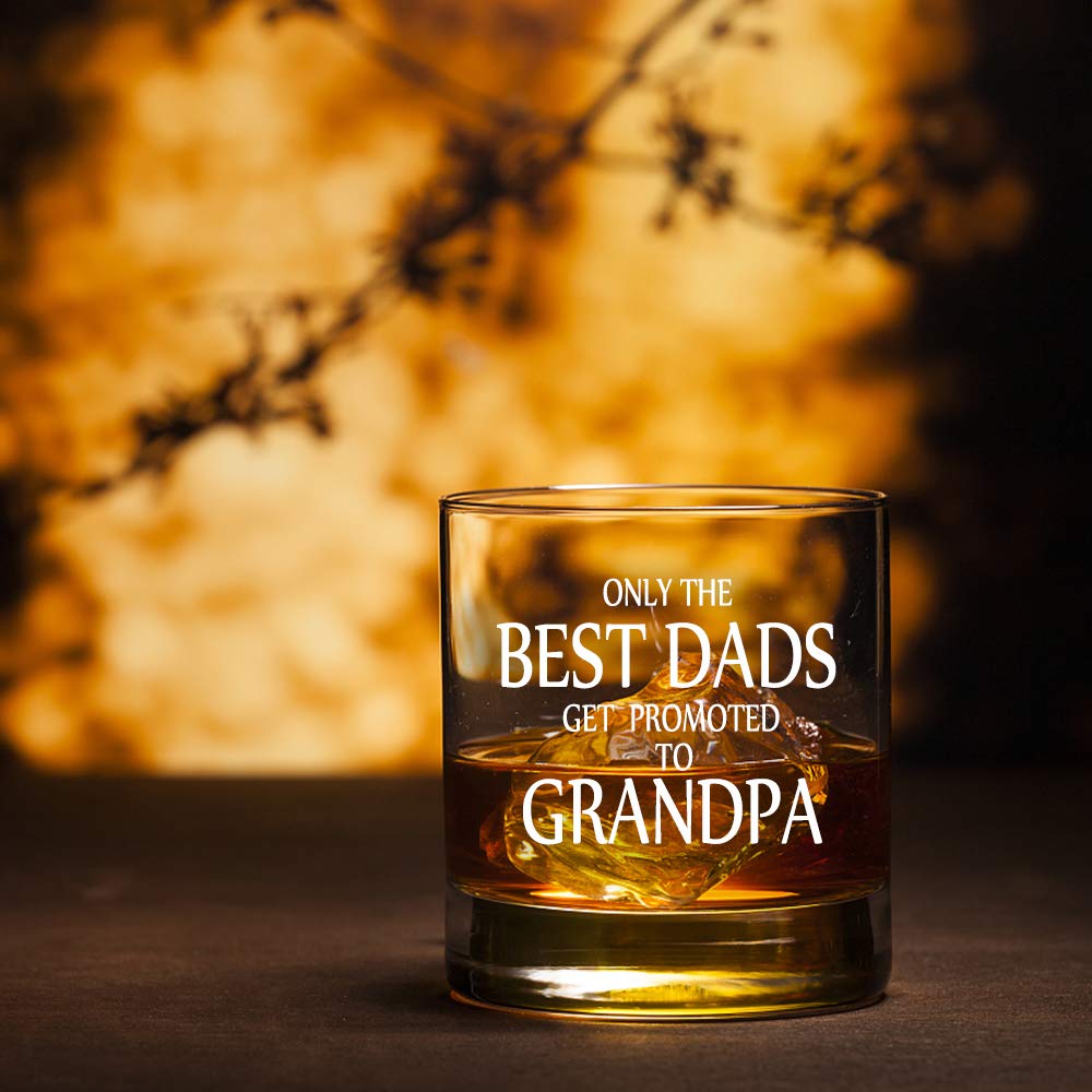 Perfectinsoy Only The Best Dads Get Promoted To Grandpa Kieliszki do whisky, ogłoszenie ciąży, prezent dla dziadka od wnuka, prezenty dla dziadka dla siostrzeńca, męża, taty, kolegi
