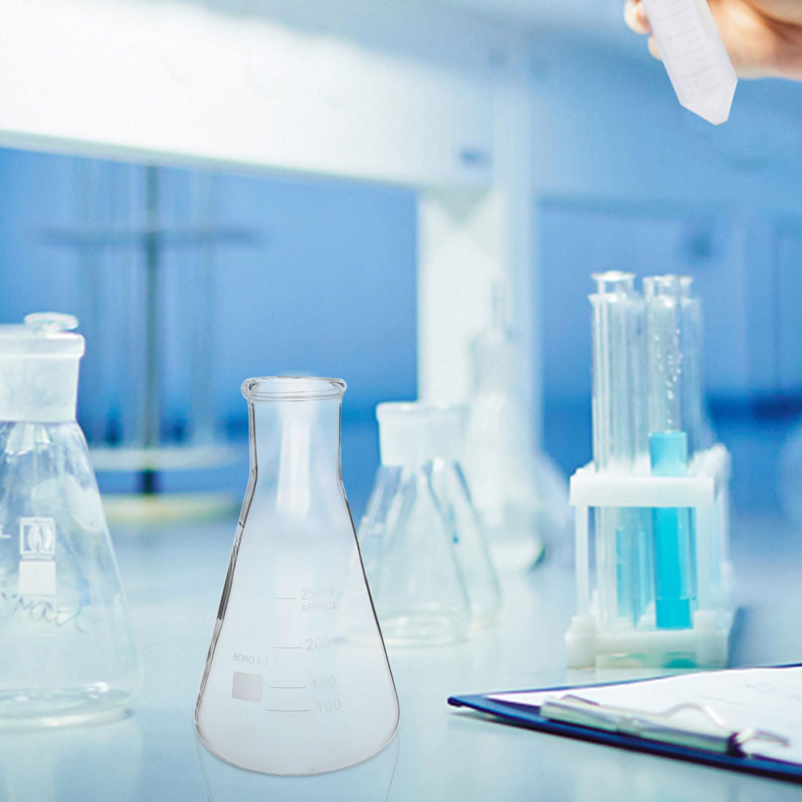 Contenitore Conico in Vetro Borosilicato Resistente al Calore per Laboratorio Chimico, Pentola Conica da 250 Ml per Esperimenti Scientifici