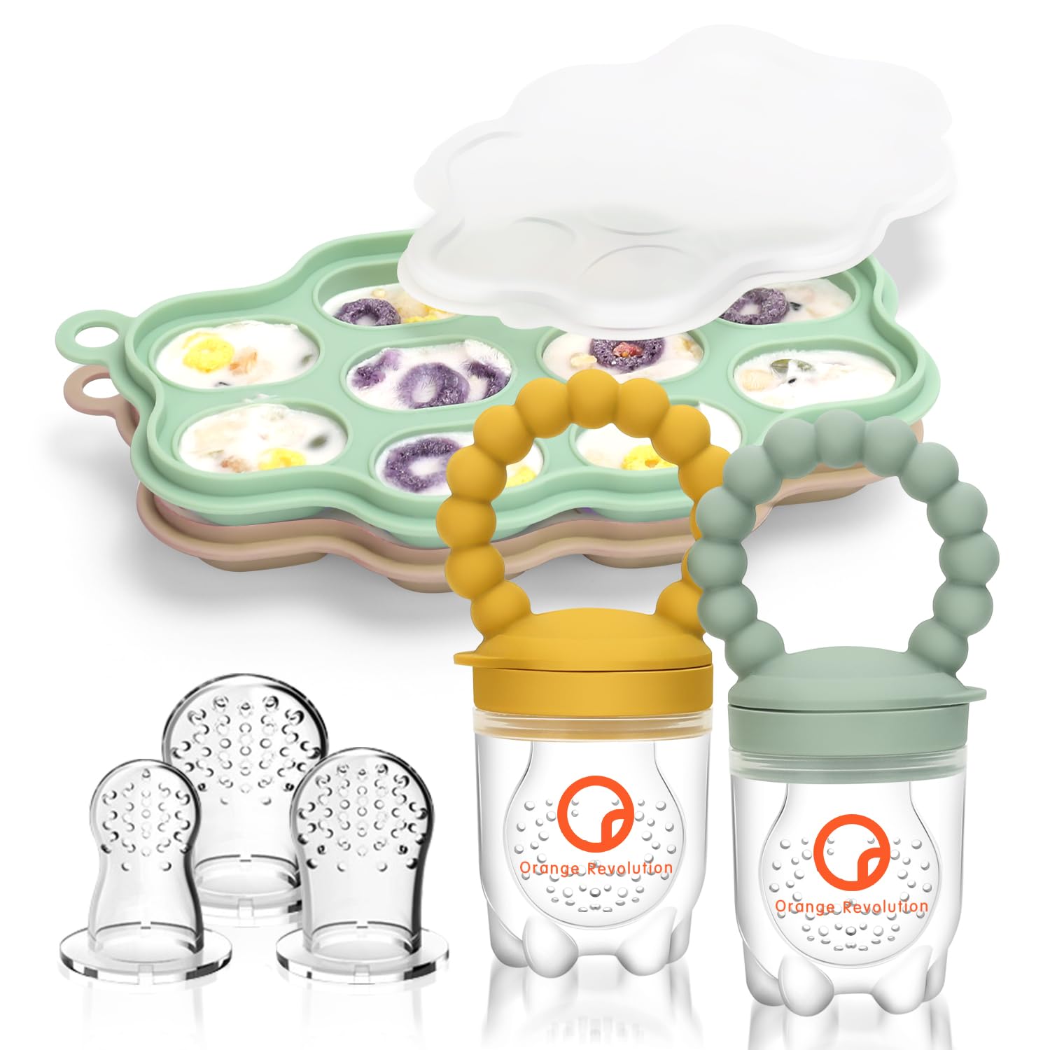 Baby Breastmilk Popsicle Molds with Fruit Food Feeder Set,Silicone Breastmilk