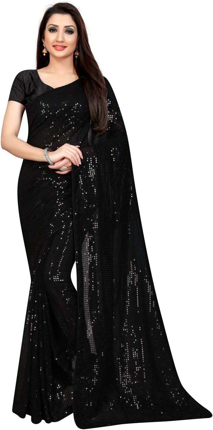 kfgroup Women's Woven Pure Georgette Saree Ethnic Dresses Wedding Sari with Blouse Piece