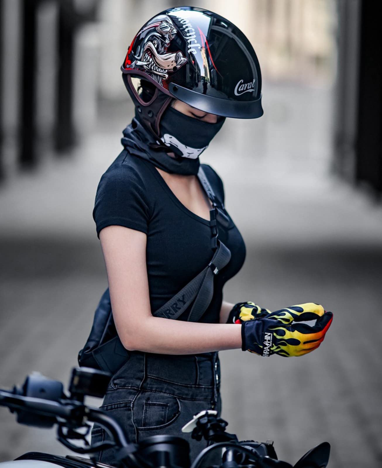 Medio Casco Motocicleta para Adultos, Casco Abierto con Visera, Casco Scooter ATV Casco Seguridad Certificado ECE D,XX-Large