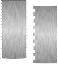 2 Pieces 9 Inch Stainless Steel Cake Scraper Double Sided Patterned Edge Stripe Edge Smoother Scraper Cake Decorating Comb Cake Pastry Cutter for Home Kitchen Cream Cake Decoration