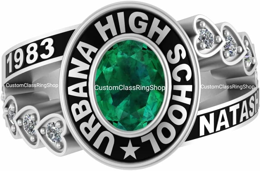 Customized Custom Class Ring High School university MULTIPLE HEARTS graduation ring for her