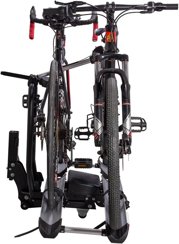 Teraysun Bike Rack for Car Hitch Mount, 140 lbs Aluminum E-Bike Rack - Roll-Away Wheels, Foldable 5.5" Fat Tires, Anti-Rattle, Tool-Free Install, Fits Cars/Trucks/SUVs/Minivans