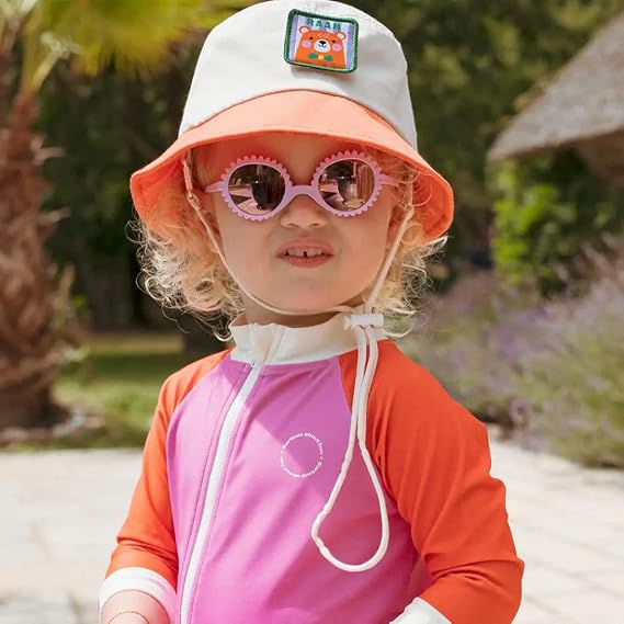 Kietla Pink Red, UPF 50+, UV Korumalı ve Sensörlü, Pembe Turuncu Tek Parça Bebek Mayo