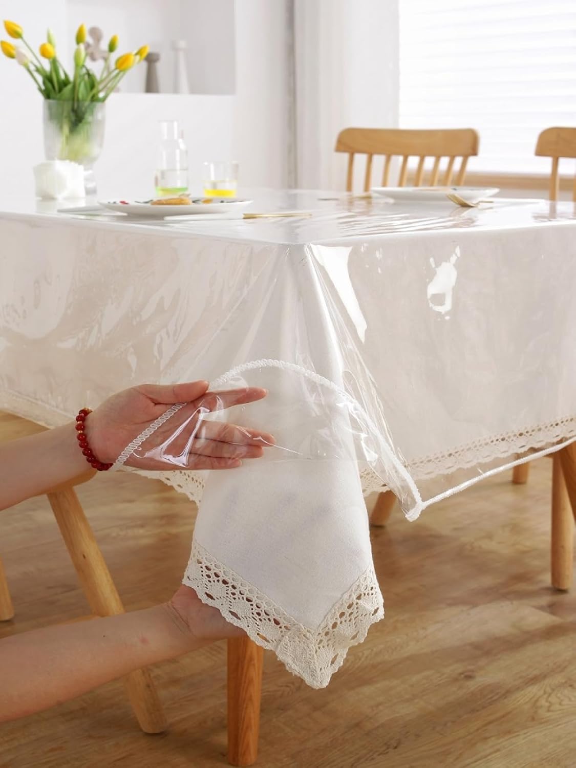 Tablecloth 1Pcs 0.13Mm Thick PVC Transparent Tablecloth Overlock Oilcloth Waterproof Table Cover Table Cloth 140X180cm