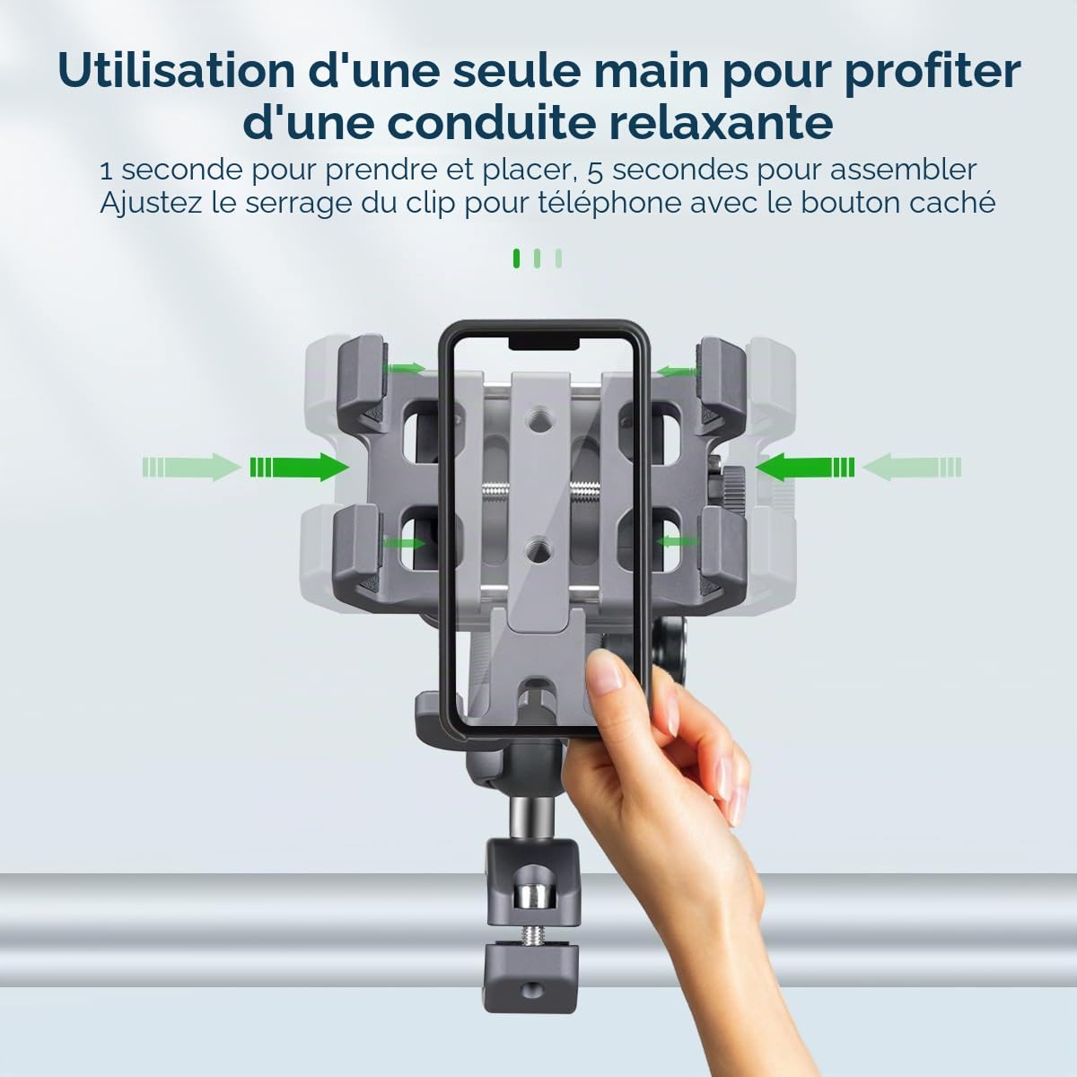 FANAUE Support de téléphone antivol en Aluminium pour vélo et Moto avec Amortisseur de Vibrations pour Guidon de vélo/VTT/UTV/Scooter, Compatible avec Les Supports RAM de Taille B, Bras Double Prise