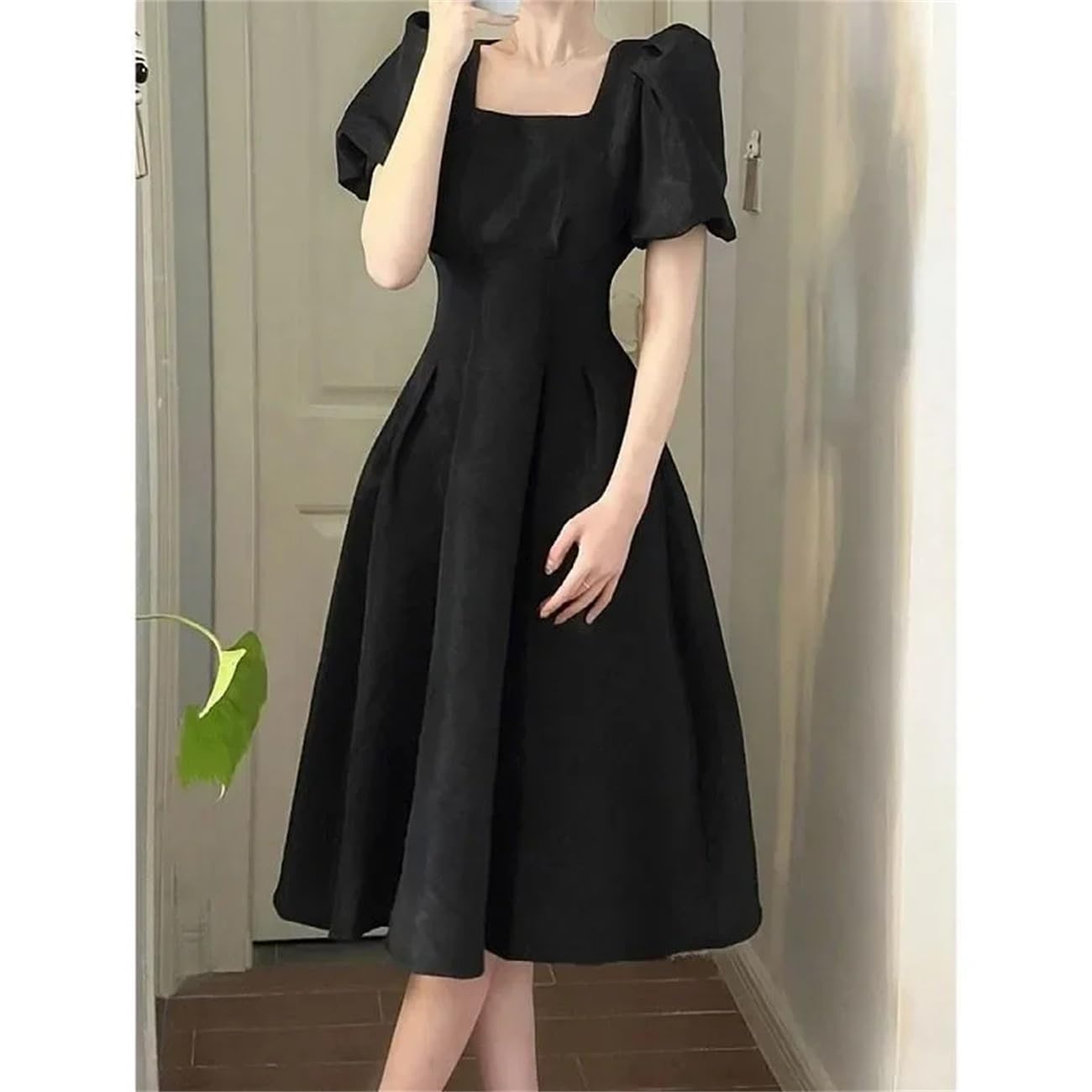 Abito lungo bianco da donna in stile francese con colletto quadrato estivo Plus Size elegante dimagrante abito