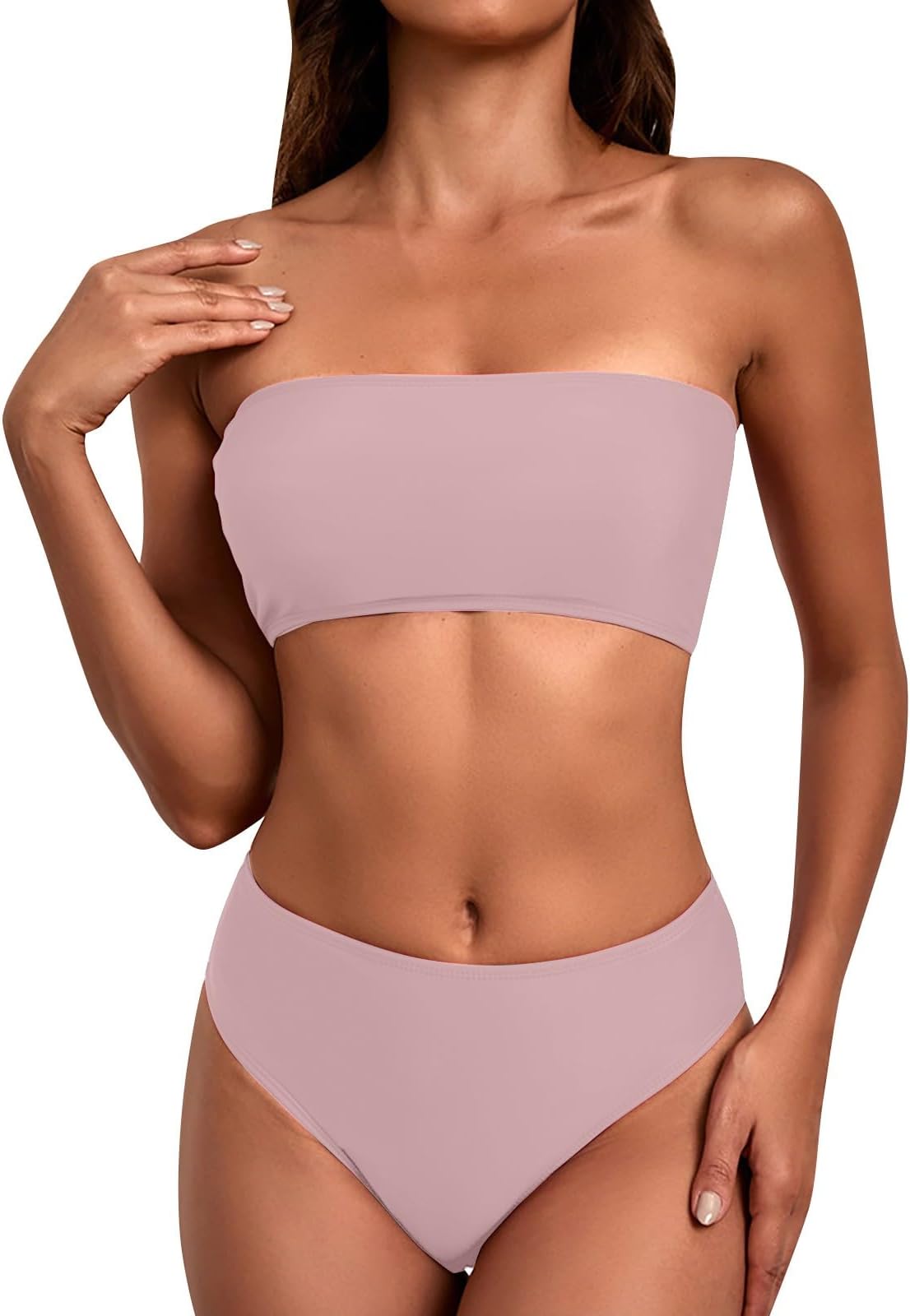 Womens Bikini Sets Push Up Bandeau Bikini Top Bikinis Bottoms 2 Pieces Sexy Tummy Control Swimsuit Swimwear Ladies Swimming Costume Bathing Suit Beach Wear Bathing Suit
