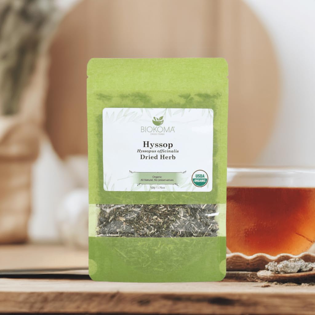 Biokoma Organic Hyssop Dried Herb 50g (1.76oz) in Resealable Moisture Proof Pouch, USDA Certified Organic - Herbal Tea, No Additives, No Preservatives, No GMO, Kosher - Image 8